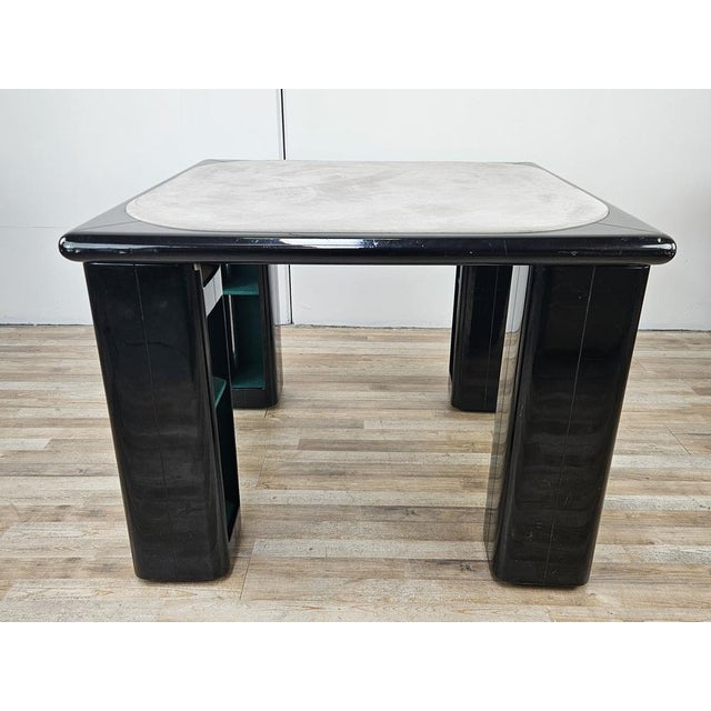 Vintage Game Table in Grey Fabric attributed to Pierluigi Molinari for Pozzi Milano, 1970s For Sale - Image 4 of 18