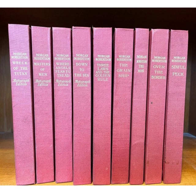 Up for auction is a handsome 9-volume "Autograph Edition" uniform set of the works of Morgan Robertson. These maroon...