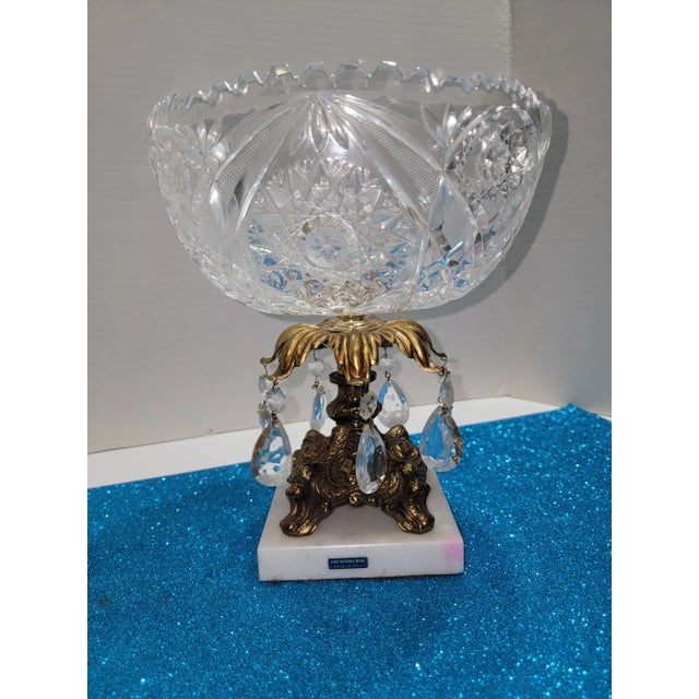 Traditional Mid 20th Century W. German Beyer Compote Crystal and Marble Base Compote For Sale - Image 3 of 12