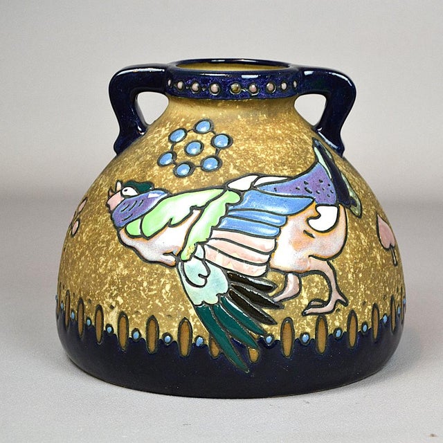Ceramic Art Nouveau Vase with Bird Decorations, 1890s For Sale - Image 7 of 10