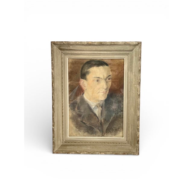 French Artist, Portrait of a Man, Early 20th Century, Pastel Drawing, Framed For Sale - Image 10 of 11