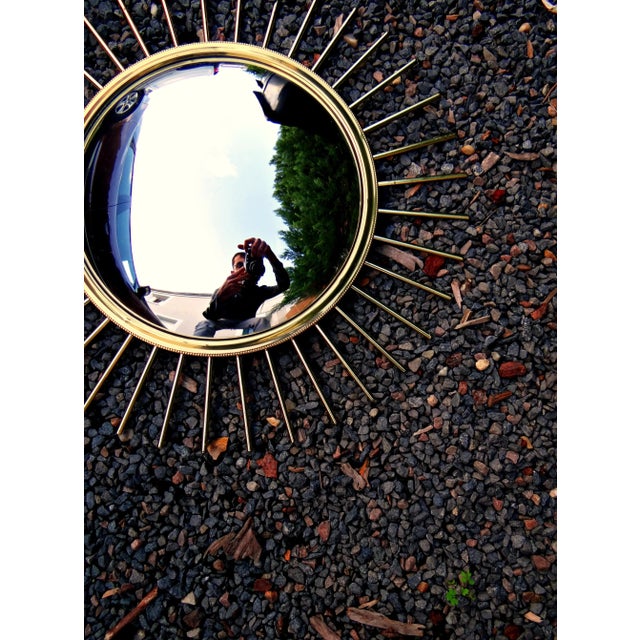 Mid-Century Modern Witch Eye Sunburst Mirror in Gold Brass, 1960s For Sale - Image 6 of 10