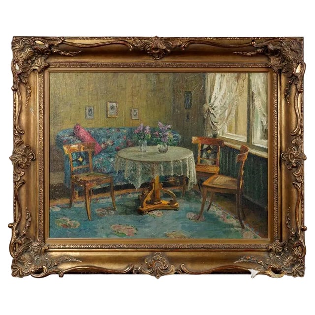 Biedermeier Artist, Interior of Room, 1910, Oil on Canvas, Framed For Sale