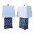 Contemporary Ralph Lauren Cobalt Blue and White Ikat Pattern Petite Square Lamps, a Pair For Sale