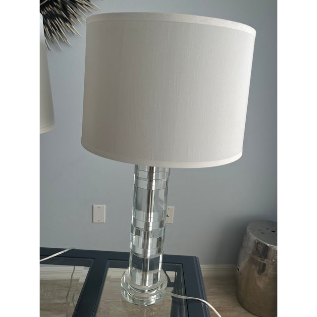 Pair Ralph Lauren Crystal Column Lamps For Sale - Image 10 of 16