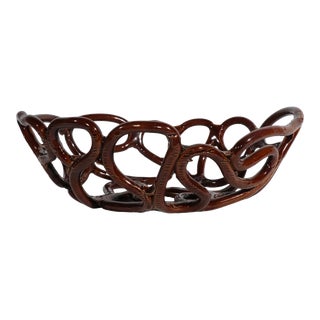 Open Weave Ceramic Lattice Work Bowl For Sale