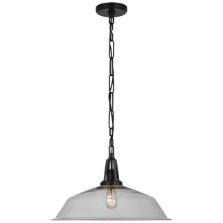 Chapman & Myers for Visual Comfort Signature Layton 20" Pendant in Bronze with Clear Glass For Sale