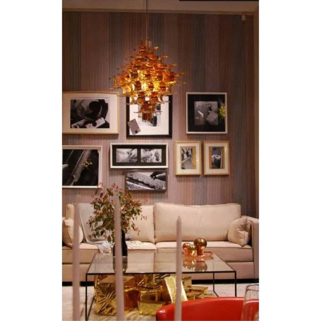 Copper Cassiope 9 Level Suspension Lamps by Sebastien Sauze, Set of 2 For Sale - Image 6 of 7