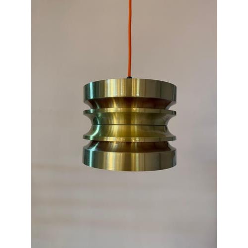 Metal Golden and Orange Pendant Lamp by Carl Thore For Sale - Image 7 of 11