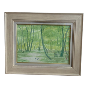 Contemporary Japanese Painiting(Nihonga) by Kyoto Famous Artist Forest Sunlight