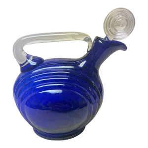 Vintage 1930s Cobalt Blue Glass Art Deco/Moderne Tilt Ball Decanter