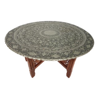 Large Antique Islamic Ottoman with Copper Table Tray, 1950s For Sale