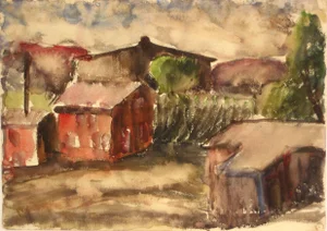 R. Van Wingerden Bay Area Ranch Scene Watercolor