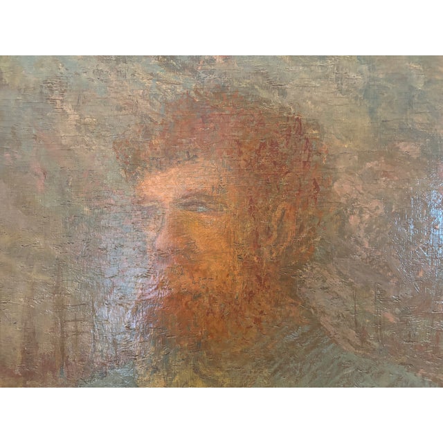 Green Oil on Board Original Portrait, Signed and Dated P. Zurini, 1948 For Sale - Image 8 of 15