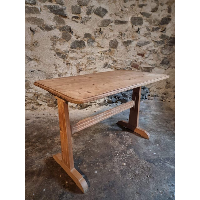 Rustic French Bistro Table in Pine, 1930s For Sale - Image 3 of 15