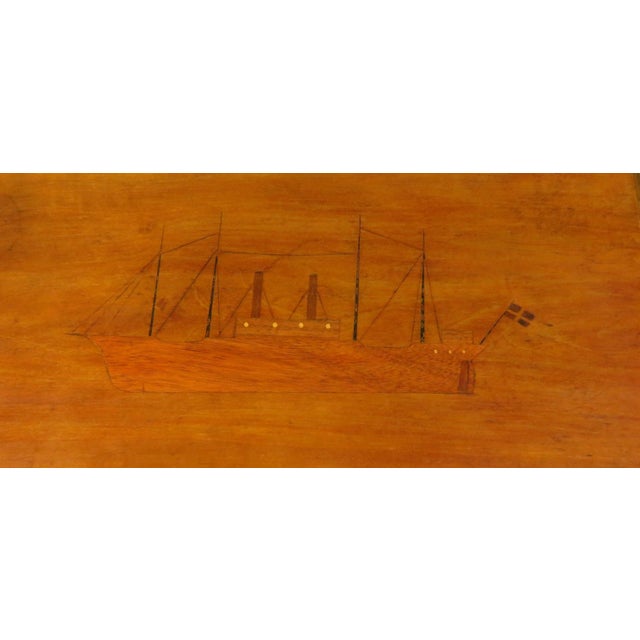 Trinity House Style Worktable with Inlaid Ship by H. Larsen, 1911 For Sale - Image 4 of 18