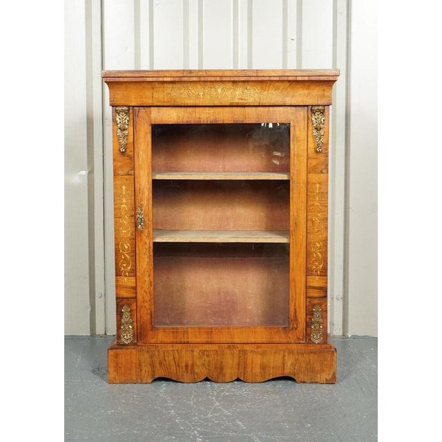 Victorian Pier-Glazed Burr Walnut Marquetry Cabinet with Ormolu Mounts, 1880s For Sale - Image 3 of 12