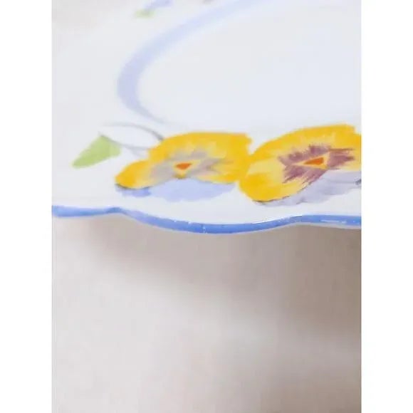 1940s a.b.j. Grafton Square China Plate 7" Pansies Floral England Replacement For Sale - Image 9 of 14