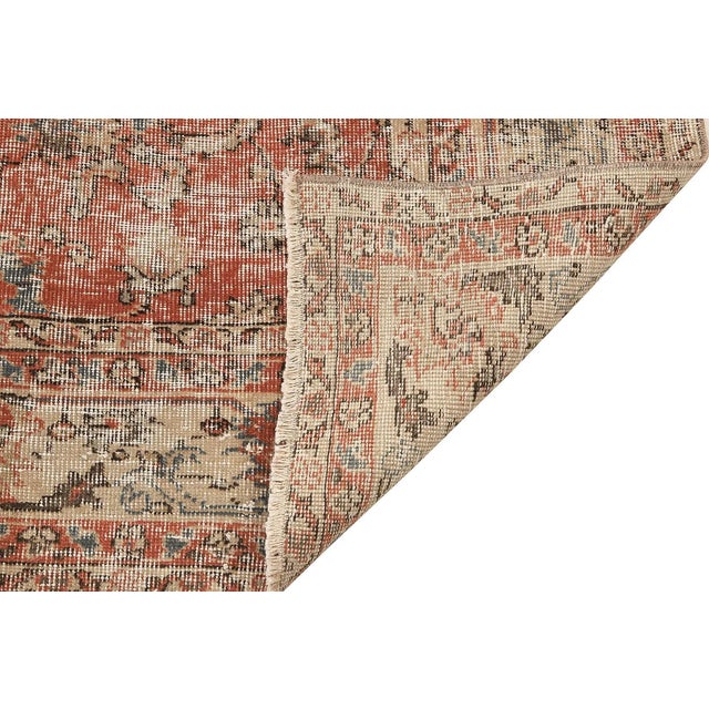 Mid 20th Century Mid 20th Century Floral Vintage Turkish Oushak Rug For Sale - Image 5 of 7