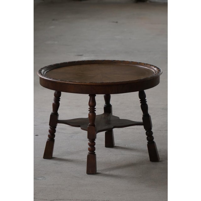 Vintage Danish Baroque Style Side Table in Oak, 1940s For Sale - Image 11 of 15