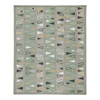 Swedish Geometric Rug by Celerie Kemble for Chairish in Sage, 9'x12' For Sale