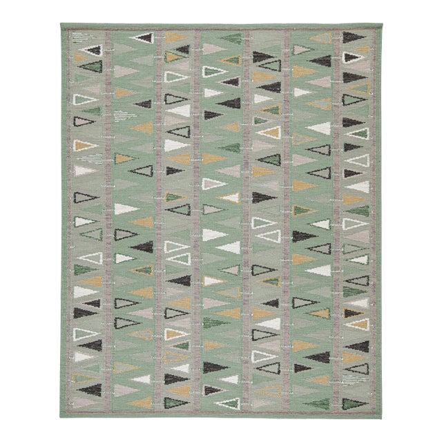 Swedish Geometric Rug by Celerie Kemble for Chairish in Sage, 9'x12' For Sale