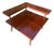 Vintage Mid-Century Modern Architectural Two-Tier Floating Shelf Occasional Table With Walnut Finish & Brass Ferrules For Sale