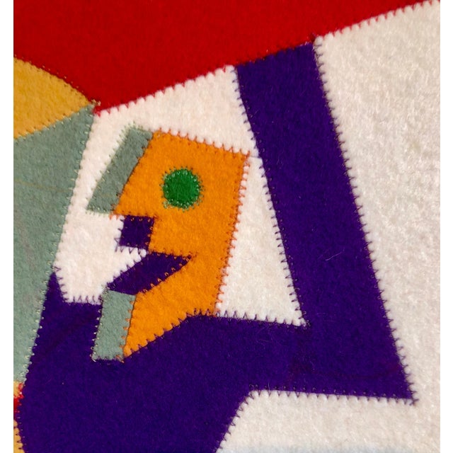 Early 20th Century Ivana Gaifas, Italian Wool Felt Handmade Futurist Fortunato Depero Art Tapestry Wall Hanging For Sale - Image 4 of 8