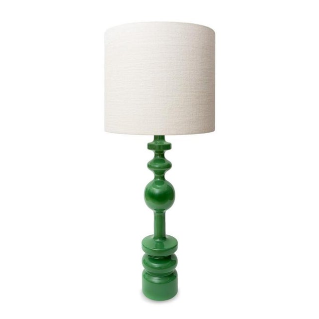 Pamela GM Table Lamp in Beech with Lacquer and Aj Linen by Popus Editions For Sale - Image 4 of 13