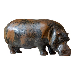 Large Mid-Century Studio Ceramic Hippo by Loet Vanderveen, C. 1960s For Sale