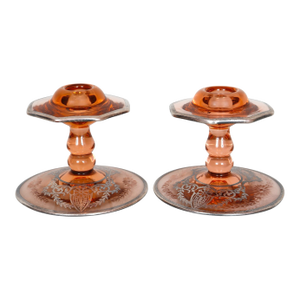 Antique Heisey Sterling ‘Pluto’ Candlestick Holders, a Pair