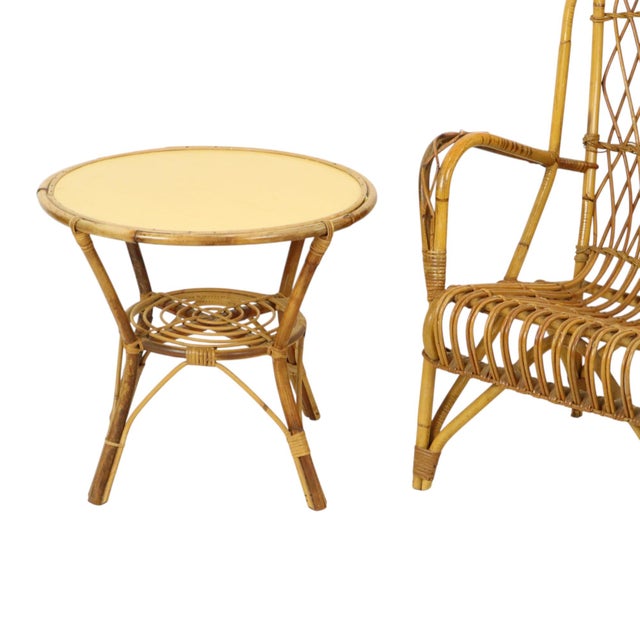 Vintage Rattan Armchairs and Table, 1960s, Set of 3 For Sale - Image 10 of 18