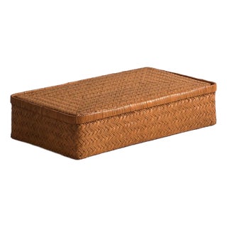 Antique Japanese Box in Woven Bamboo, Japan, 1950 For Sale