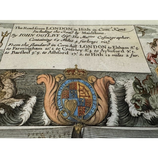 Set of 5 John Ogilby 1675 Hand Colored Road Maps Britannia England For Sale - Image 10 of 18