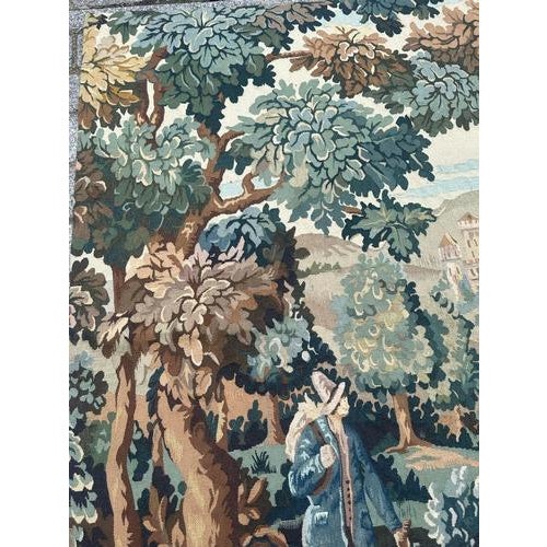 Mid-Century Handwoven Aubusson The Man Near the River Tapestry, 1970s For Sale - Image 17 of 18