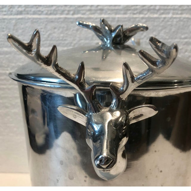 Vintage Silver Mariposa Stag Handles Ice Bucket With Drain Disc For Sale - Image 4 of 8