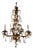 Mid 20th Century Hollywood Regency Gilt Tole Leaf & Crystal 5-Light Chandelier For Sale