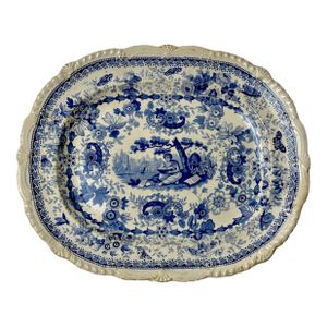 Antique English Staffordshire Blue and White Platter