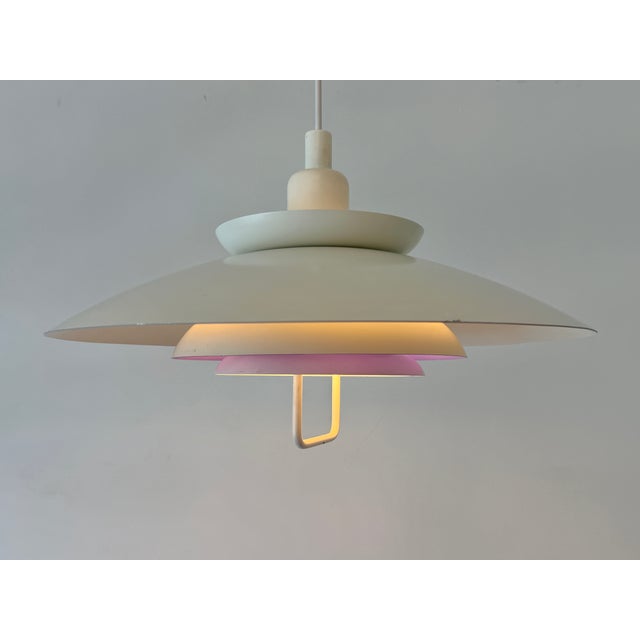 Large Vintage Danish Form-Light Pendant Lamp in White and Cobalt Blue, Denmark, 1970s For Sale - Image 9 of 18