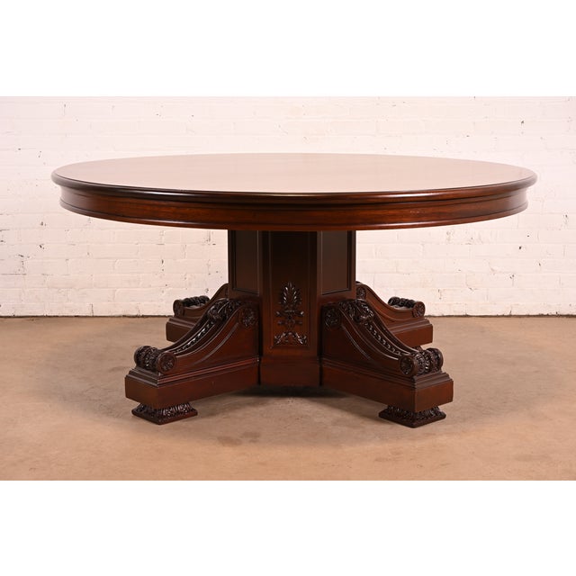 Victorian R. J. Horner Style Antique Victorian Carved Mahogany Pedestal Dining Table, Newly Refinished For Sale - Image 3 of 12