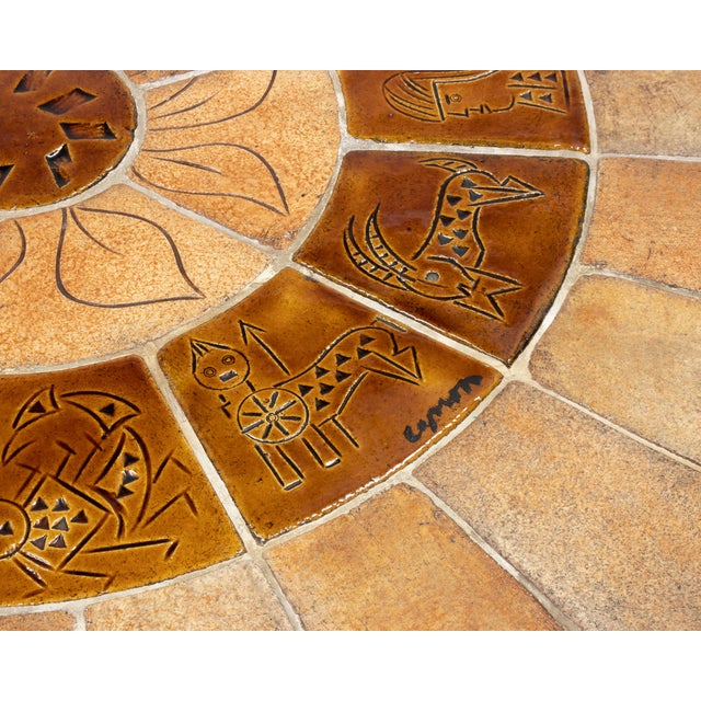 Mid-Century Modern Vintage Mid Century French Ceramic "Zodiac" Tile Coffee Table by Roger Capron For Sale - Image 3 of 8