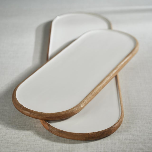 Rustic Petrolina Mango Wood Oval Serving Tray / Platter, Large For Sale - Image 3 of 5