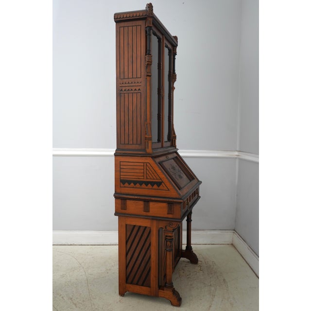 Age: C1880 - 1890 Details: Solid Walnut w. Black Ebonized Highlights Incised Etched Detail Unique Very Rare Diminutive...
