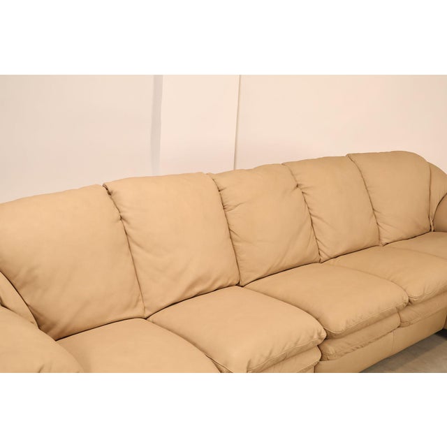 Contemporary Italian Made Leather Sectional Sofa With Chaise For Sale - Image 3 of 18