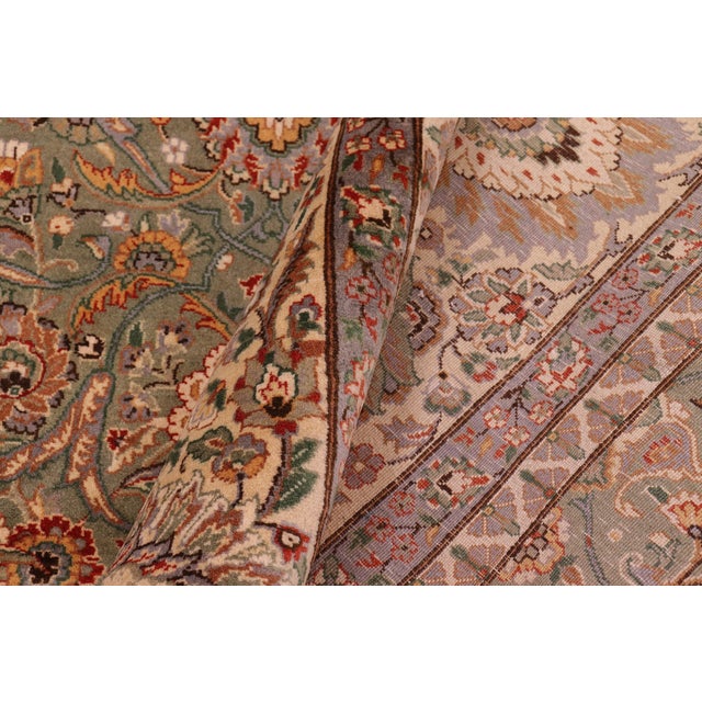 Textile Floral 1990's Pak-Persian Green/Ivory Wool Rug - 8'11'' X 12'3'' For Sale - Image 7 of 9