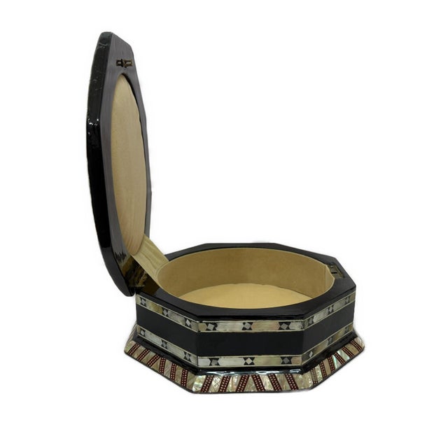 Wood Handmade Octagonal Mother of Pearl Wooden Jewelry Box 8 Inch For Sale - Image 7 of 9