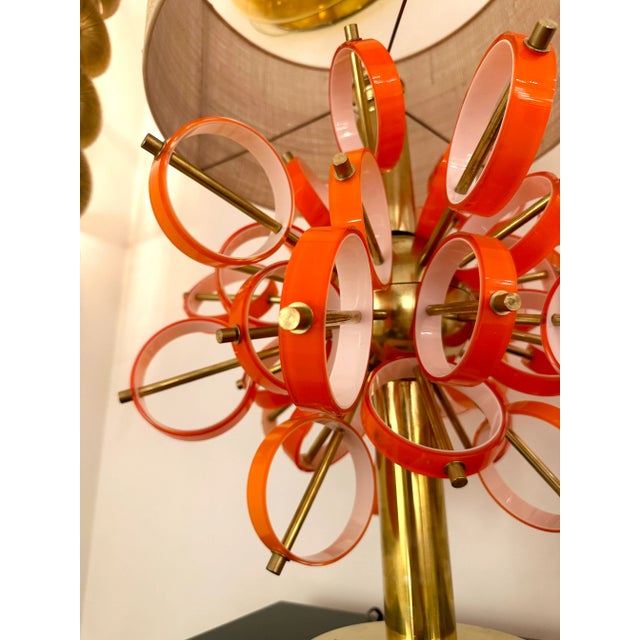 Contemporary Pair of Brass Sputnik Rings Murano Glass Lamps , Italy For Sale - Image 6 of 12