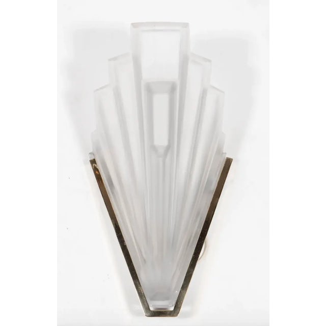 Art Deco 1930s Sabino Set of 4 Art Deco Sconces With Brass Fittings For Sale - Image 3 of 3