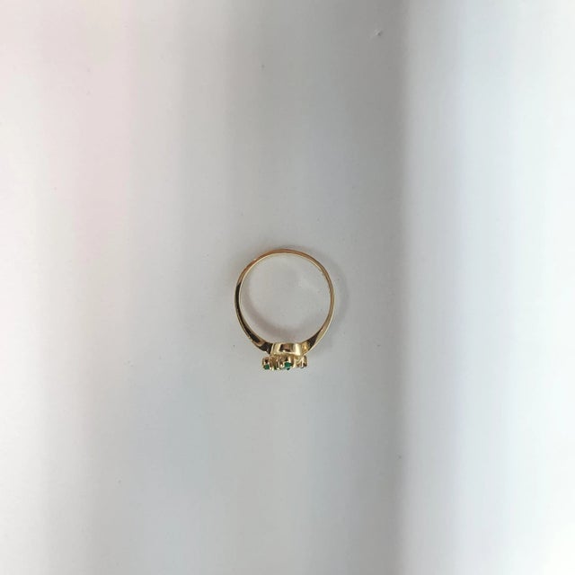 2020s Marquise Emerald & Diamond Ring .29cttw 14k Yellow Gold, Size 8 For Sale - Image 5 of 5
