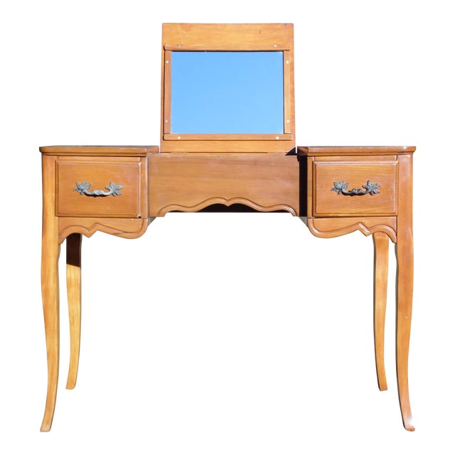 Vintage French Provincial Style Maple Writing Desk Dressing Table